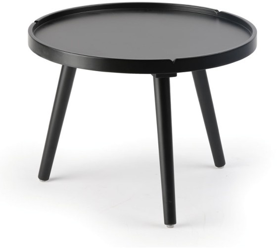 Couchtisch rund, Ablagetisch aus MDF, Durchmesser 50 cm, schwarz