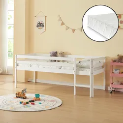 Kinderbett Siikalatva mit Matratze 90x200cm Weiß