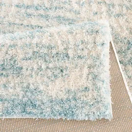 Carpet City Hochflor-Teppich Pulpy 524, rechteckig, Höhe: 30 mm, besonders weich, Meliert, ideal für Wohnzimmer & Schlafzimmer beige|blau 80 cm x 300 cm x 30 mm