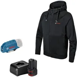 Bosch Beheizbare Kleidung GHH 12+18V XA: Akkuadapter, Ladegerät, 1x Akku, Gr. 3XL