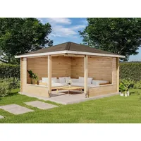 Alpholz 5-Eck Gartenlaube Maik-40 Natur 425 cm x 425