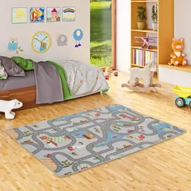 Snapstyle Kinder Spiel Straßenteppich Grau, 200x300cm
