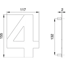 Edi Hausnummer Ziffer 4 VA ma 155mm B.117mm