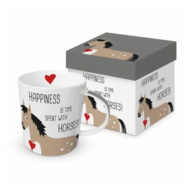 PPD PFIFF 603801 'Happiness & Horses' Tasse/Becher in Geschenkbox, One Größe, Weiß, Einheitsgröße