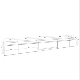 SKRAUT HOME Wohnzimmer Tv-schrank, Viel Stauraum, 368x35x45cm, Elektrokamin Xxl, Moderner Stil, Eiche