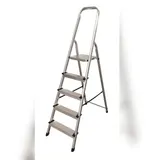 Lex Alu Stufenstehleiter Haushaltsleiter Klappleiter Trittleiter 5 stufig klappbar