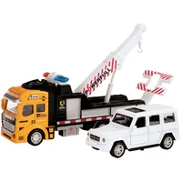 Toi-Toys METAL Abschleppwagen mit Luftpumpe, Hebebühne und Auto –