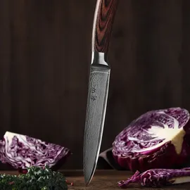 Wakoli EDIB Damast Fleischmesser I 18cm Klinge I Pakka Griff