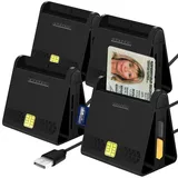 Xystec Multi-Kartenleser: 4er-Set USB-Chipkartenleser für Smart-, SIM- und Speicher-Karten, HBCI (SIM Kartenleser für Laptop, für PC)