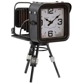 fijalo Home ESPRIT Tischuhr, Metall, Glas, Holz, MDF, Vintage, 17 x 26 x 32,5 cm