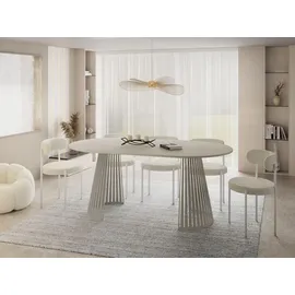 WFL GROUP Esstisch Rund 100 x 76 x 100 cm Beige/Grau