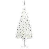 vidaXL Künstlicher Weihnachtsbaum mit Beleuchtung & Kugeln Weiß 210 cm