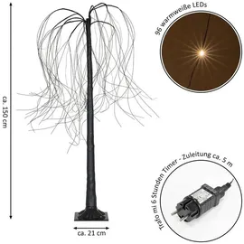 Nipach Weidenbaum Deko-Baum 96 LED warm weiß schwarz 150 cm Timer, Trafo