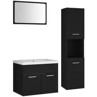VidaXL Badmöbel-Set Schwarz Holzwerkstoff