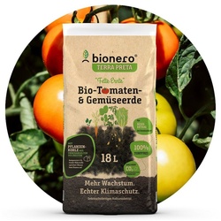 Landshop24 Bio-Erde Tomaten- & Gemüseerde 18L, bionero® Bioerde, mit Nährstoffen, (Sack), Terra Preta Schwarzerde