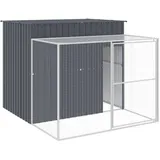 vidaXL Hundehütte mit Auslauf 214 x 253 x 181 cm Stahl Grau