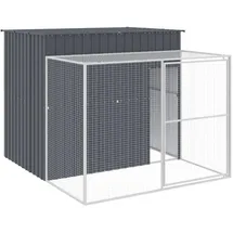 vidaXL Hundehütte mit Auslauf 214 x 253 x 181 cm Stahl Grau