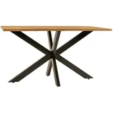 Sam Esstisch Baumkante massiv Eiche geölt 140 x 80 cm Spider-Gestell schwarz Salvador