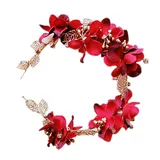 Miya® 1Stück MEGA luxuriöse, handgemachte Stirnband, Haarreif, Glamour Haarband, schöne Blumen aus Perle Kristallen Ganze, Vintage Design, Braut Schmuck Hochzeit, Cocktail Party, Jugendweihe Haarschmuck, Farbe rot und gold