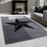 Teppium Moderner Kurzflor Teppich Wohnzimmer 160x230 cm Grau - Flauschiger Teppich Waschbar, Sterne-Design, Pflegeleicht, Weich - Ideal für Schlafzimmer, Esszimer und als Küchenteppich