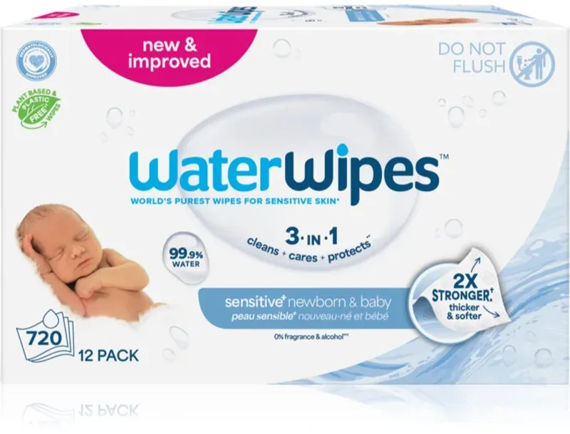 WaterWipes Baby Wipes 12 Pack sanfte Feuchttücher für Kleinkinder 12x60 St.