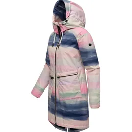 Ragwear Damen Wintermantel Warmer Parka mit Teddyfell wasserdicht und atmungsaktiv Holstic Print YOUMODO Ecru Gr. L - L