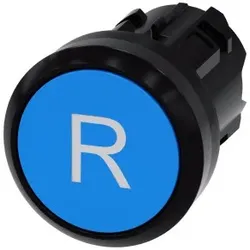 Siemens 3SU10000AB500AR0 Drucktaster, 22mm, rund, Kunststoff, blau, Beschriftung: R, Druckknopf