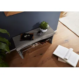 Massivmoebel24 Schuhbank Akazie 81 x 30 x 40 cm grau lackiert / grau