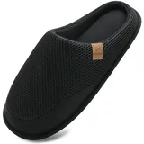 COFACE Hausschuhe Herren Warme Bequem Männer Pantoffeln mit Anti-Rutsch Gummisohle für Drinnen und Draussen Schwarz Größe 48 - 48 EU