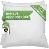 Sootora Bambus Kissenbezug 80x80 (2er Set), natürlich & weiche Kissenhülle, Akne Kopfkissenbezug, antiallergische Bettwäsche, Haarbruch Kopfkissen 80x80 Bezug