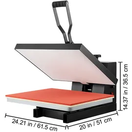 Vevor Wärmepresse 1700 W Leistung, Wärmepresse, schnelles Aufheizen, Hochdruck-Wärmepresse für T-Shirts, digitaler industrieller Sublimationsdr...