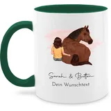 Tasse Tassen 325ml - Pferd - Pferdemädchen Namen - Pferde Mädchen Geschenk - 325 ml - Petrolgrün - weihnachtsgeschenke pferdesport kind kaffeetasse personalisierte name reiten mensch kindertasse