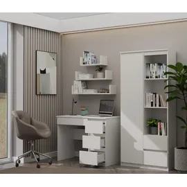 Topeshop Mijas Laptop Desk Rechts Matt Weiss 4 Schubladen - Weiß