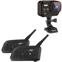 Set Bluetooth Kommunikationssystem + Wasserdichte Action Cam 4K Video