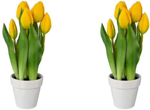 Künstliche Tulpen Im Keramiktopf, 2Er-Set, 25 Cm (Farbe: Gelb)