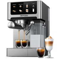 Airmsen Espressomaschine 20Bar, Vollautomatische Kaffeemaschine mit Milchschäumer Dampflanze, 1.8L Wassertank für Zuhause Und Büro,Ideal Als Geschenk, S... - Schwarz