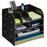 Relaxdays Schreibtisch Organizer mit Ablagefächern Schwarz