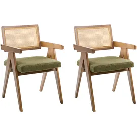 Beliani Esszimmerstuhl AVA Polyester Braun/Grün 2er Set