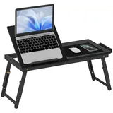Klappbarer Und Verstellbarer Betttisch, Laptop-betttablett Aus Bambus Mit Neigbarer Ablage, 83,5 X 33 X 34 Cm, Schwarz