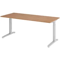 Bümö Schreibtisch Nussbaum, Silber, Nachbildung,Nussbaum, Rechteckig, 180x74x80 cm, FSC