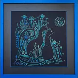 Riolis Blackwork Stickset "Katzen. Mondlicht", Zählmuster, 30x30cm