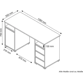 byLIVING Schreibtisch Lobo Weiß