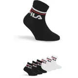 Fila Kurzsocken FILA "JUNIOR UNISEX QUARTER PLAIN SOCKS", Damen, Gr. 27-30, schwarz-weiß (schwarz, weiß), Baumwollmischung, unifarben, normal, Socken, mit eingestricktem Logo im Bündchen, Kindersocken