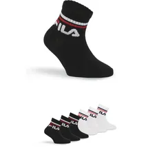 Fila Kurzsocken FILA "JUNIOR UNISEX QUARTER PLAIN SOCKS", Damen, Gr. 27-30, schwarz-weiß (schwarz, weiß), Baumwollmischung, unifarben, normal, Socken, mit eingestricktem Logo im Bündchen, Kindersocken