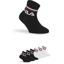 Fila Kurzsocken FILA "JUNIOR UNISEX QUARTER PLAIN SOCKS", Damen, Gr. 27-30, schwarz-weiß (schwarz, weiß), Baumwollmischung, unifarben, normal, Socken, mit eingestricktem Logo im Bündchen, Kindersocken