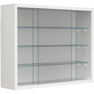 VCM Glasvitrine hängend Vitrine Glas 3 Fächer, 50x40x12 cm Hängevitrine Glas Modern und platzsparend Glas Vitrinenschrank - Drivalo Weiß H. 40 x B. 50 x T. 12