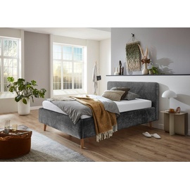 Meise Möbel Polsterbett Mattis mit Bettkasten Holzfuß Kopfteil glatt - 140x200 cm