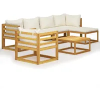 vidaXL Garten-Lounge-Set 7-tlg. creme massivholz akazie
