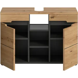 WELLTIME Waschbeckenunterschrank REHAT 2 Türen 80 x 55 cm Grau
