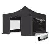 TOOLPORT Faltpavillon 4 x 4 m inkl. 4 Seitenteile Schwarz
